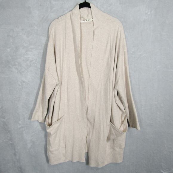 Pact Cardigan Womens Medium Large Beige Open Front Organic Cotton Pockets - Picture 1 of 10